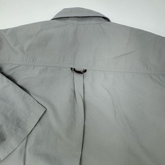 Wrangler Men's Large Button Up Fishing‎ Shirt Short Sleeve Gray Double Pockets - Picture 4 of 6